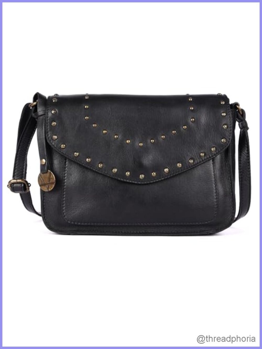 Genuine Italian Leather Boho Studded Crossbody Sling Bag, For Women